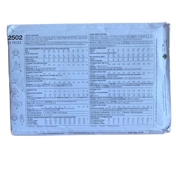 Simplicity Costume Pattern 2499 2513 2502 McCalls M4622 Bo Peep L XL UNCUT Lotx4 - Picture 8 of 12